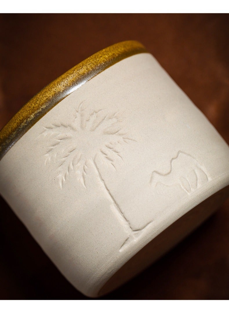 كوب فخار للقهوة، وأشجار النخيل والجمال، كوب قهوة أرابيكا، 120 مل - Image 3